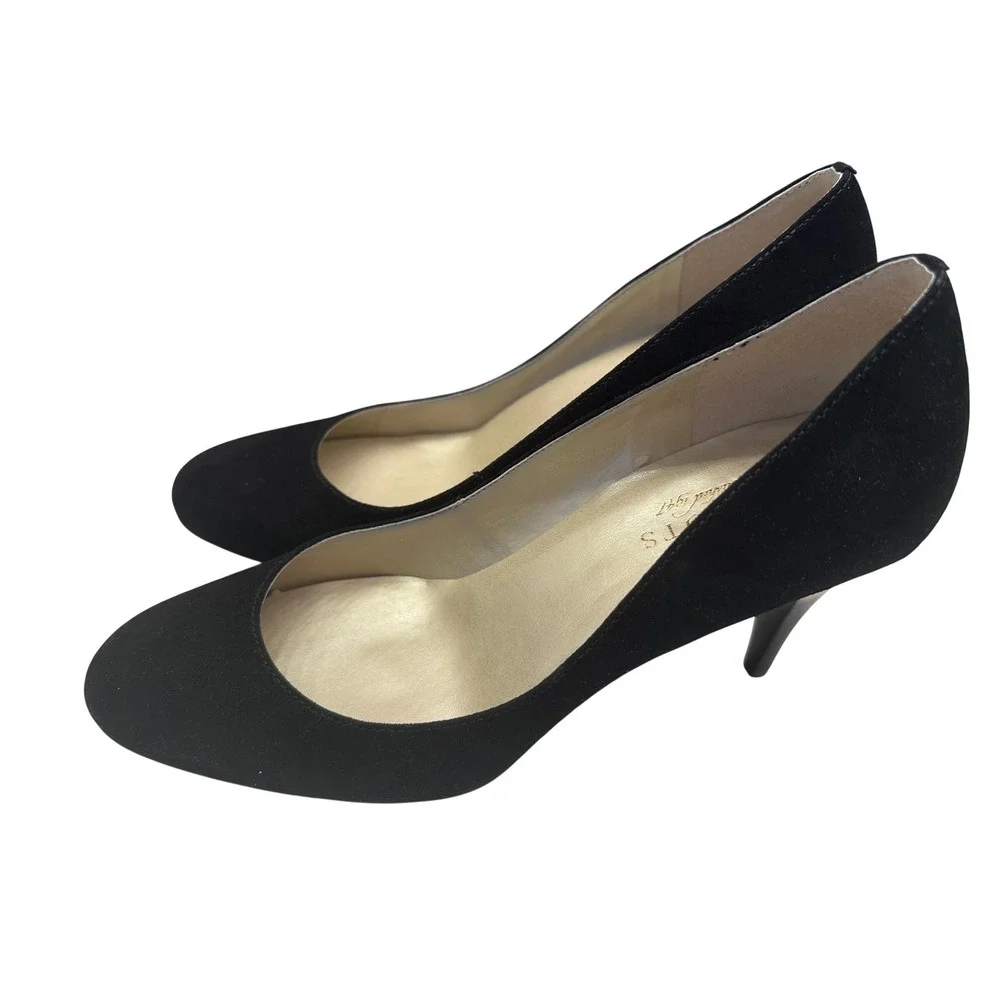 Talbots Lars2 Black Suede Round Toe Pumps Heels Womens 8.5 M Classic